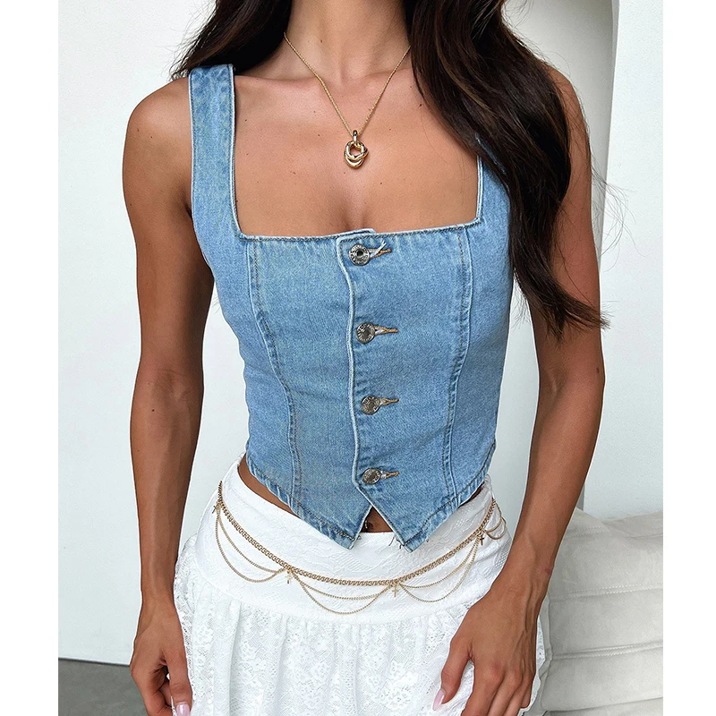 Norlyn - Modieus mouwloos denimvest