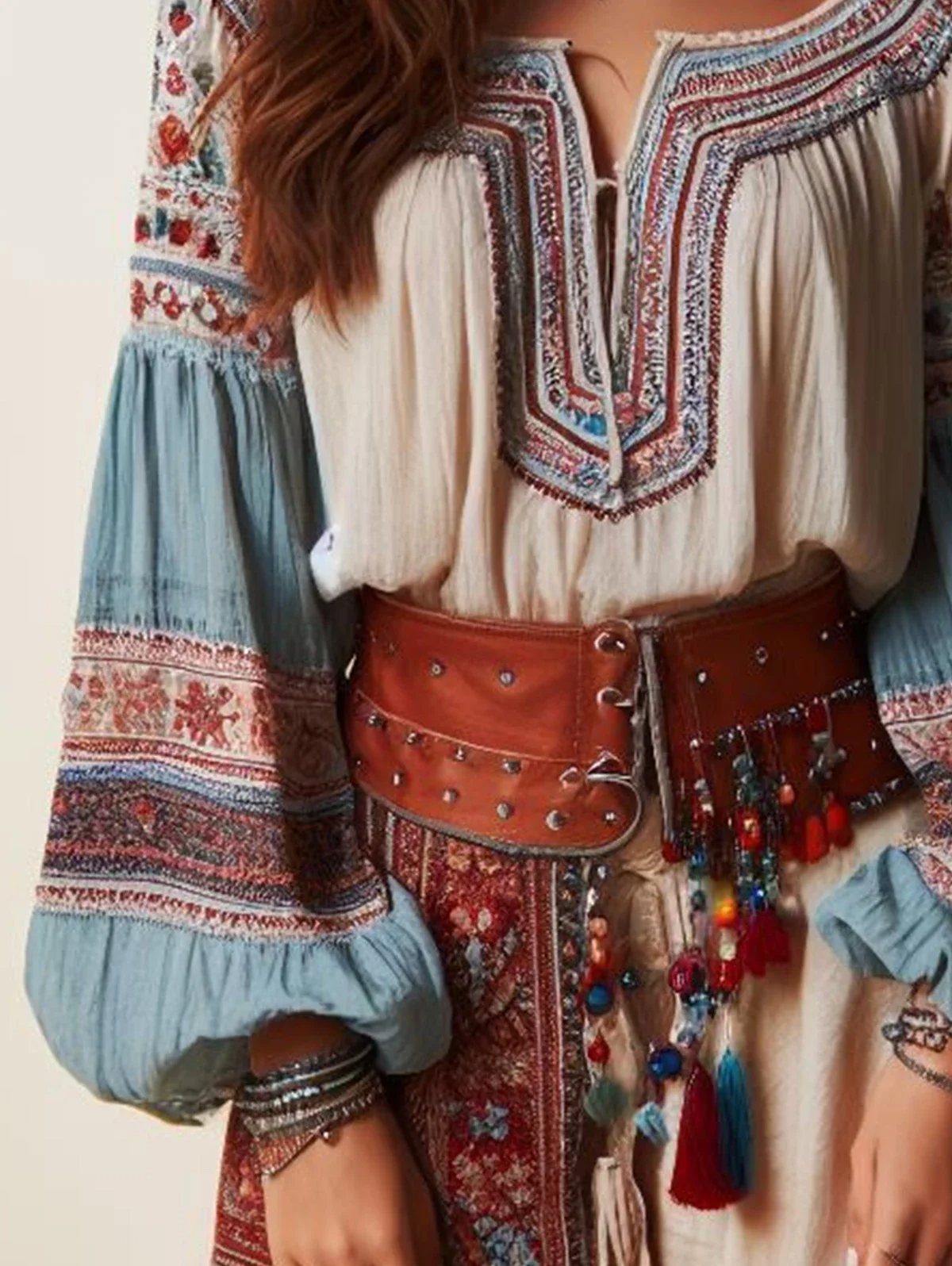 Savannah - Boho blouse met lantaarnmouwen