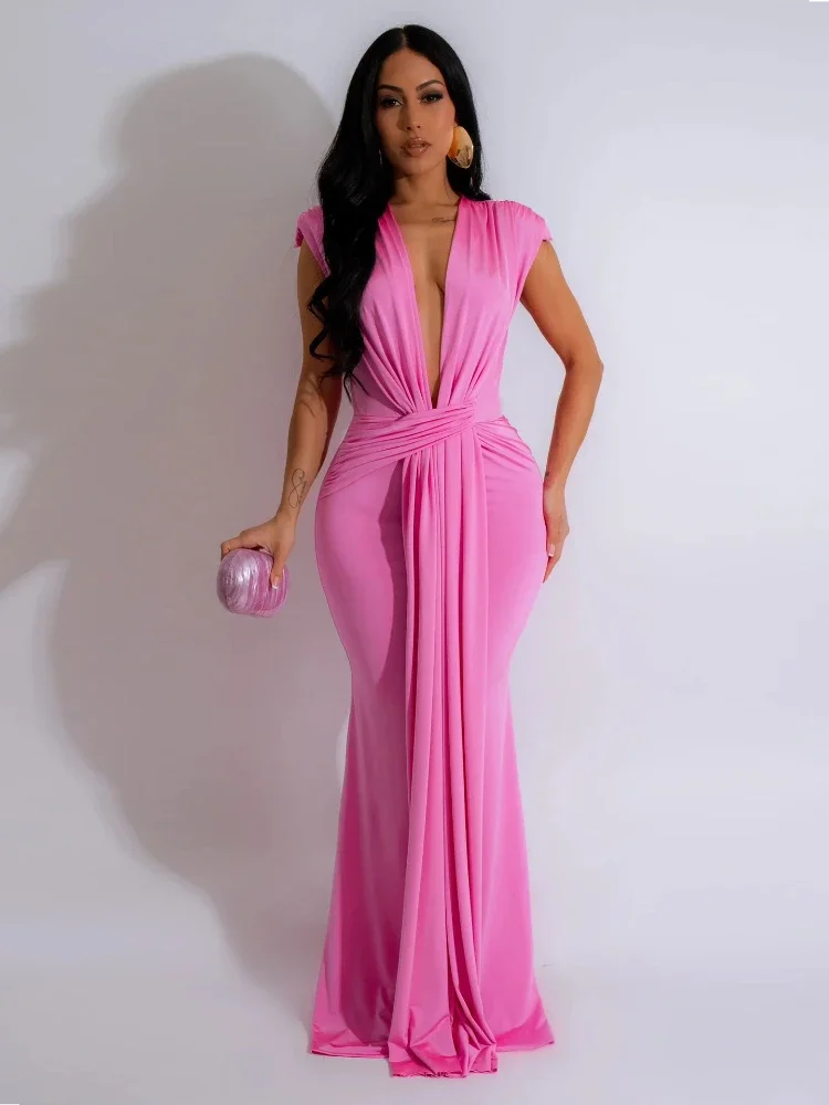 Rose - Elegante bodycon maxi-jurken met ruches