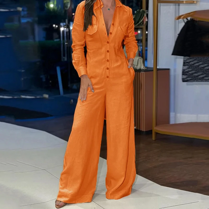 Wefads - Dames jumpsuit mode effen lange mouw