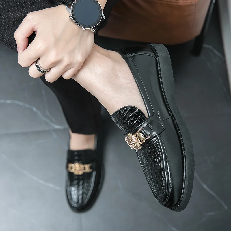 Ivan - Luxe casual herenloafers met krokodillenprint