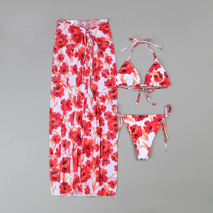 Shirley - 3-delige bikiniset met bloemenprint