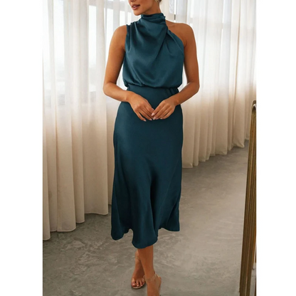 Chichi - Elegante satijnen sexy off-shoulder asymmetrische jurken