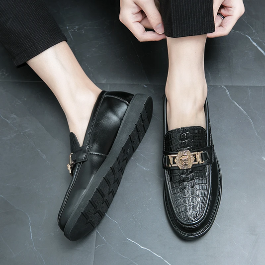 Ivan - Luxe casual herenloafers met krokodillenprint