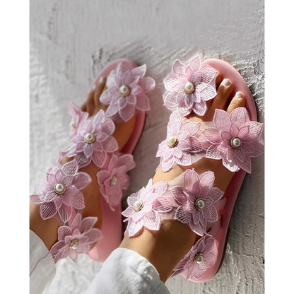 Zomer - Mode Dames Platte sandalen met bloemenontwerp