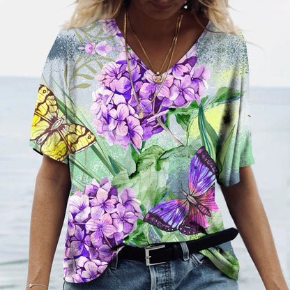 Naomi - Shirt met vlinderbloemenprint