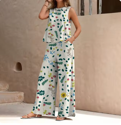 Regine - Nieuwe chiffon broek met elegante bloemenprint