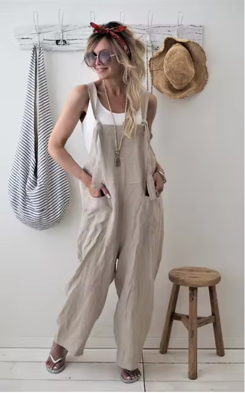 Jenny - Elegante casual jumpsuit van katoenlinnen