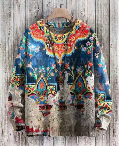 Paisley - Vintage kunstprint casual gebreide trui