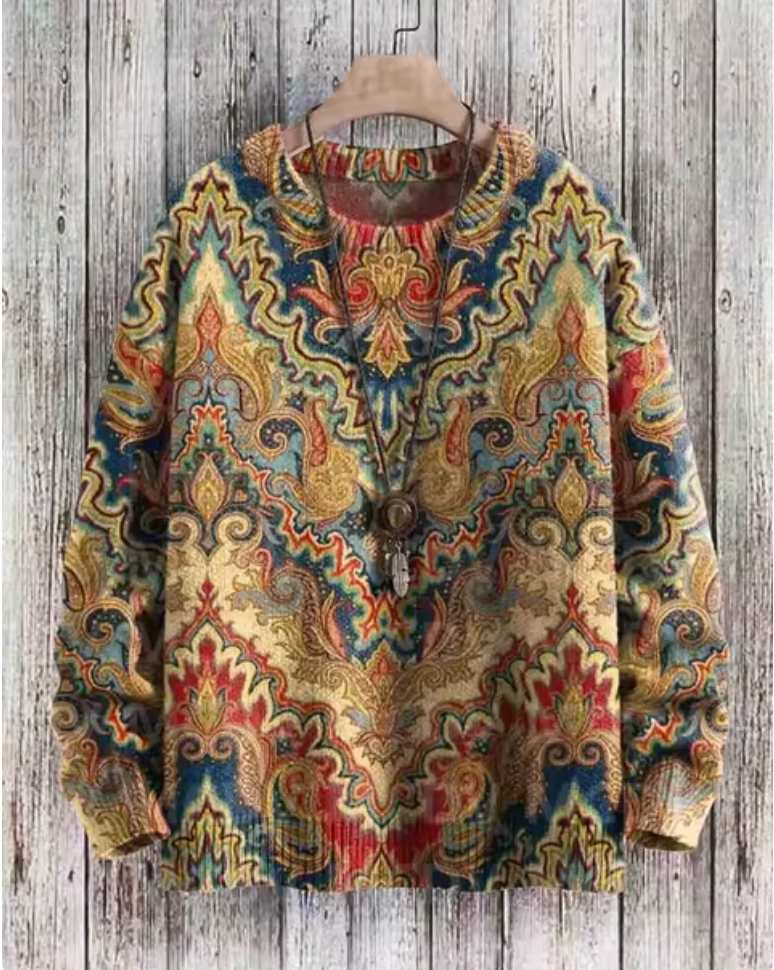 Paisley - Vintage kunstprint casual gebreide trui