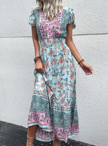 Anna - Vintage bloemen Boho bedrukte vestidos damesjurk